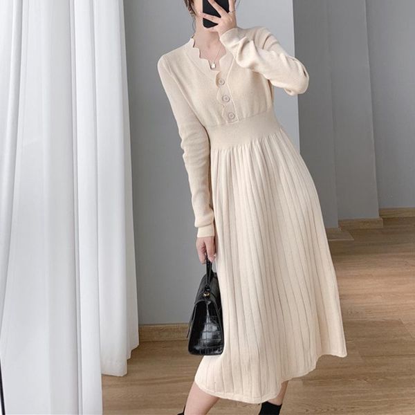 casual dresses fashion elegant knitted dress women 2021 autumnwinter waist v-neck bottoming midi button purple sweater pleated lady, Black;gray
casual dresses fashion elegant knitted dress women 2021 autumnwinter waist v-neck bottoming midi button purple sweater pleated lady, Black;gray