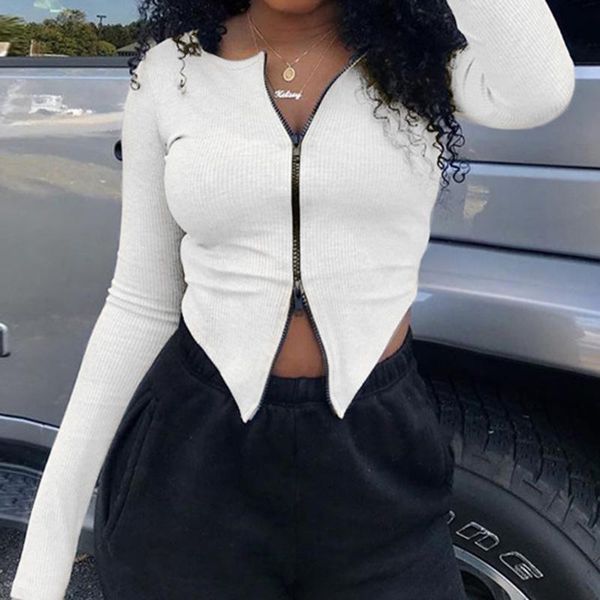 women's t-shirt white black zip up ribbed knitted long sleeve strech irregular casual women autumn 2021 streetwear
women's t-shirt white black zip up ribbed knitted long sleeve strech irregular casual women autumn 2021 streetwear