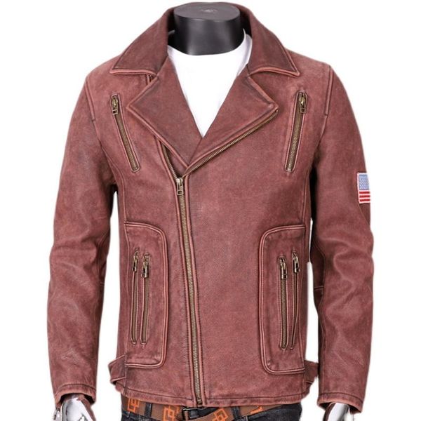 men's leather & faux special offer first layer cowhide genuine jacket youth lapel slim-fit motorcycle coat, Black
men's leather & faux special offer first layer cowhide genuine jacket youth lapel slim-fit motorcycle coat, Black