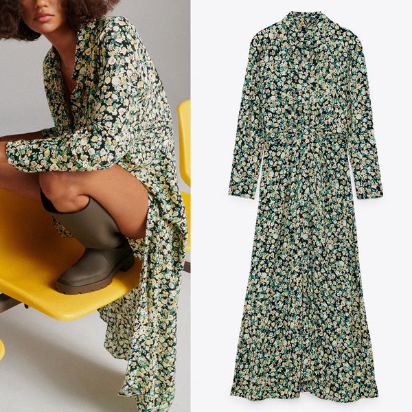 za vintage foral print midi dress woman autumn long sleeve lapel collar waist ruched dress women button up elegant dresses 210302, Black;gray
za vintage foral print midi dress woman autumn long sleeve lapel collar waist ruched dress women button up elegant dresses 210302, Black;gray