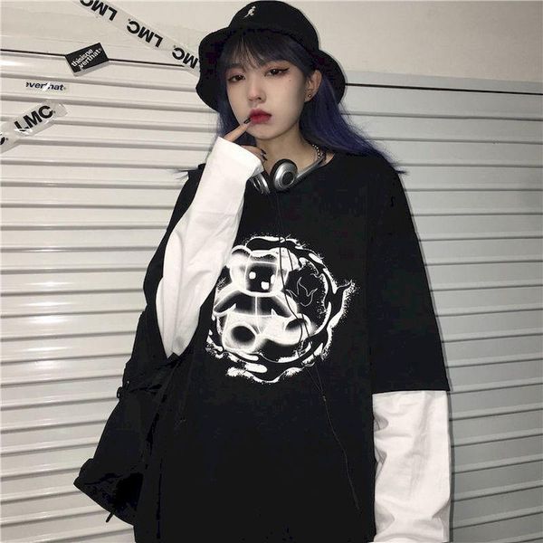 men's t-shirts fake two oversized t-shirt streerwear autumn japanese t shirt bear print tees girl hip hop causal loose punk shirts got, White;black
men's t-shirts fake two oversized t-shirt streerwear autumn japanese t shirt bear print tees girl hip hop causal loose punk shirts got, White;black