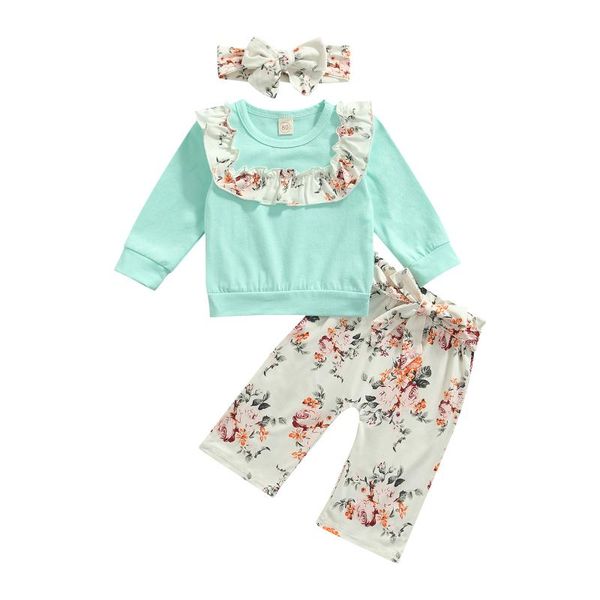 clothing sets 2021 0-4y sweet kids baby girl clothes set ruffle shoulder patch blue long sleeve t-shirt+floral print pants+headband fall 3pc, White
clothing sets 2021 0-4y sweet kids baby girl clothes set ruffle shoulder patch blue long sleeve t-shirt+floral print pants+headband fall 3pc, White