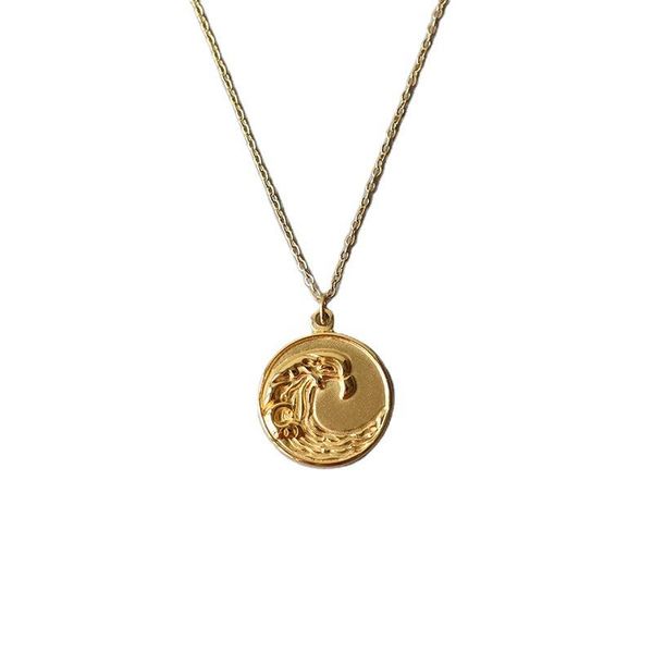 pendant necklaces stainless steel waves coin necklace for women metal relief clavicle chain mirror polished gold color, Silver
pendant necklaces stainless steel waves coin necklace for women metal relief clavicle chain mirror polished gold color, Silver
