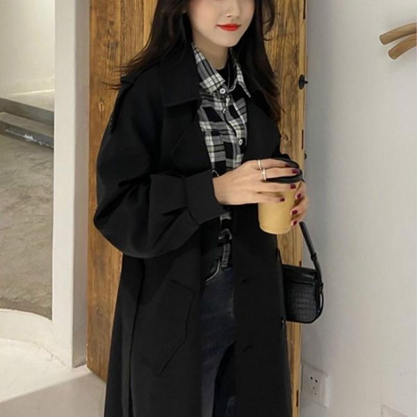 women mid-length trench coat new british style autumn winter lapel temperament leisure fashion splicing straight tube type coat, Tan;black
women mid-length trench coat new british style autumn winter lapel temperament leisure fashion splicing straight tube type coat, Tan;black