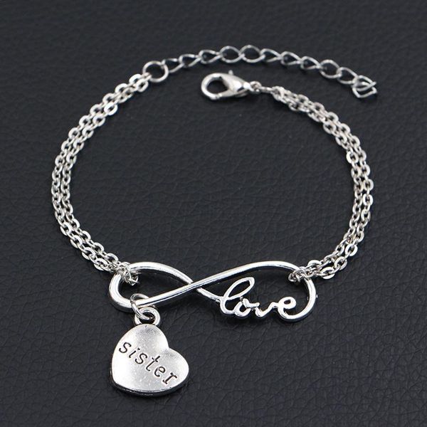 charm bracelets love my sister charms antique silver color diy handmade jewlery infinity for gift, Golden;silver
charm bracelets love my sister charms antique silver color diy handmade jewlery infinity for gift, Golden;silver