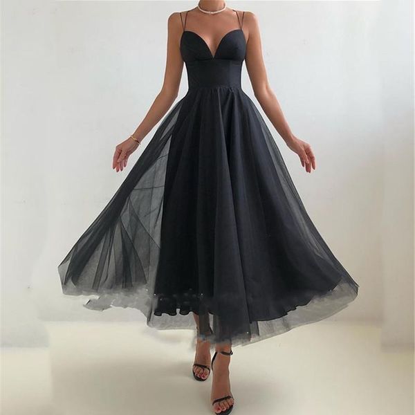 party dresses black formal 2021 spaghetti straps backless simple short evening gowns tea length organza a line for women, White;black
party dresses black formal 2021 spaghetti straps backless simple short evening gowns tea length organza a line for women, White;black