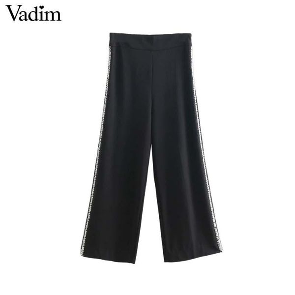 women's pants & capris vadim beading diamond decorate wide leg side stripe zipper straight female black causal trousers pantalones ka48, Black;white
women's pants & capris vadim beading diamond decorate wide leg side stripe zipper straight female black causal trousers pantalones ka48, Black;white