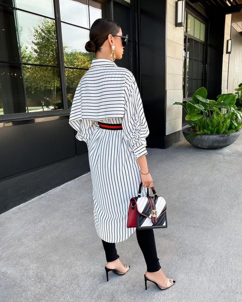 pleated collar stripe famous long sleeve shirt, 2021 u1hp, Black;white
pleated collar stripe famous long sleeve shirt, 2021 u1hp, Black;white