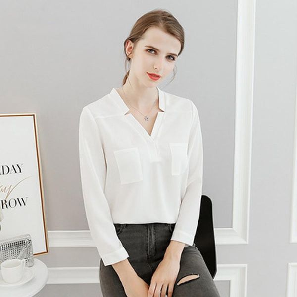 women's blouses & shirts latest women chiffon blouse fastional casual shirt full sleeve v-neck solid for summer, White
women's blouses & shirts latest women chiffon blouse fastional casual shirt full sleeve v-neck solid for summer, White
