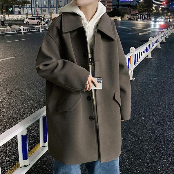 men's wool & blends 2021 winter woolen coat korean retro long loose all-match trench casual tide, Black
men's wool & blends 2021 winter woolen coat korean retro long loose all-match trench casual tide, Black