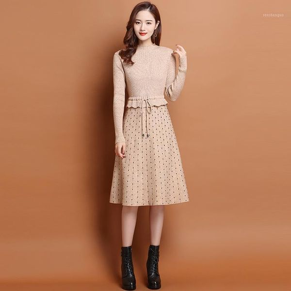 casual dresses chic long knit patchwork women dot printed sweater dress thick warm winter female rib turtleneck a line office lady, Black;gray
casual dresses chic long knit patchwork women dot printed sweater dress thick warm winter female rib turtleneck a line office lady, Black;gray