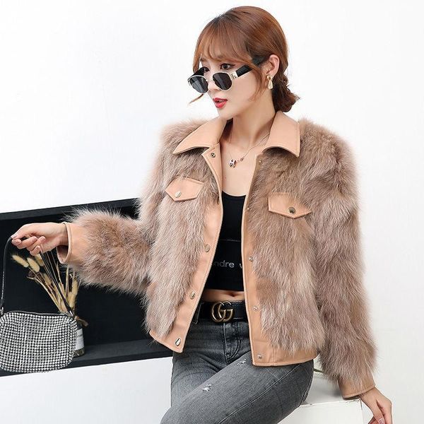 2021 new arrival autumn winter women leather patchwork natural raccoon dog fur jackets female luxury real fur short coats z255, Black
2021 new arrival autumn winter women leather patchwork natural raccoon dog fur jackets female luxury real fur short coats z255, Black