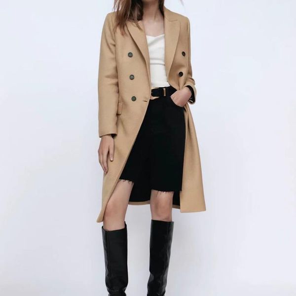 women's wool & blends xikom 2021 women solid turndown collar long sleeve double breasted slim coat female vintage england style warmth, Black
women's wool & blends xikom 2021 women solid turndown collar long sleeve double breasted slim coat female vintage england style warmth, Black