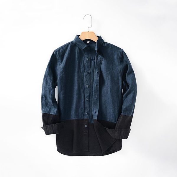 men's casual shirts d033 men patchwork linen loose color contrast lapel long sleeve youthful style streetwear single-breasted, White;black
men's casual shirts d033 men patchwork linen loose color contrast lapel long sleeve youthful style streetwear single-breasted, White;black