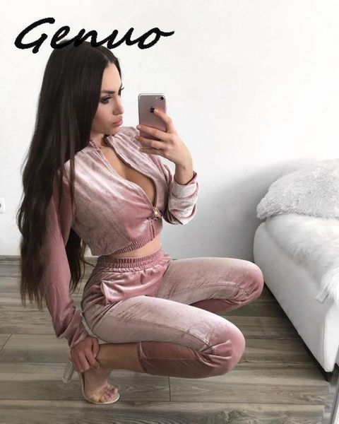 women's tracksuits genuo velvet casual two piece sets long sleeve crop pants 2 pieces womens outfits velour tracksuit, Gray
women's tracksuits genuo velvet casual two piece sets long sleeve crop pants 2 pieces womens outfits velour tracksuit, Gray