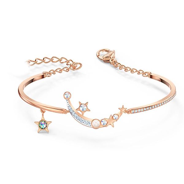 link, chain test rose gold plated copper alloy moon star adjustable crystal pearl bangles bracelet fit women for party, Black
link, chain test rose gold plated copper alloy moon star adjustable crystal pearl bangles bracelet fit women for party, Black