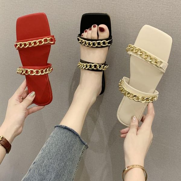 slippers 5 color summer 2021 women slipper chain slip on flat heels casual shoes peep toe ladies slides antiskid woman footwear, Black
slippers 5 color summer 2021 women slipper chain slip on flat heels casual shoes peep toe ladies slides antiskid woman footwear, Black