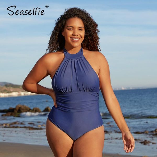 seaselfie plus size high neck halter blue one piece swimsuit women large size monokini bathing suit 2021 beach swimwear
seaselfie plus size high neck halter blue one piece swimsuit women large size monokini bathing suit 2021 beach swimwear