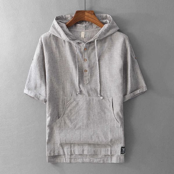 men's casual shirts summer fashion hooded collar half length sleeve linen cotton tee pullover vintage stripe azjc, White;black
men's casual shirts summer fashion hooded collar half length sleeve linen cotton tee pullover vintage stripe azjc, White;black