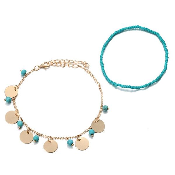 charm bracelets 2021 fashion bohemia gold round metal pendant chain bracelet handmade blue bead for women gift wholesale jewelry, Golden;silver
charm bracelets 2021 fashion bohemia gold round metal pendant chain bracelet handmade blue bead for women gift wholesale jewelry, Golden;silver