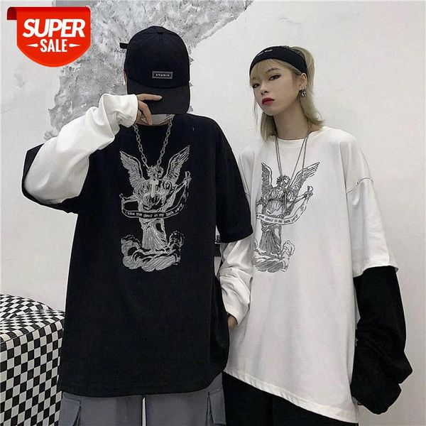 korean new fake two-piece long-sleeve women's clothing cartoon printed vintage couple tees hip hop street o-neck oversize tshirt #dj73, White
korean new fake two-piece long-sleeve women's clothing cartoon printed vintage couple tees hip hop street o-neck oversize tshirt #dj73, White