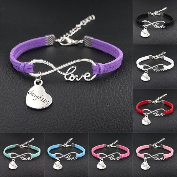 charm bracelets arrival love my daughter heart charms bracelet antique silver color infinity leather for women fashion jewelry, Golden;silver
charm bracelets arrival love my daughter heart charms bracelet antique silver color infinity leather for women fashion jewelry, Golden;silver
