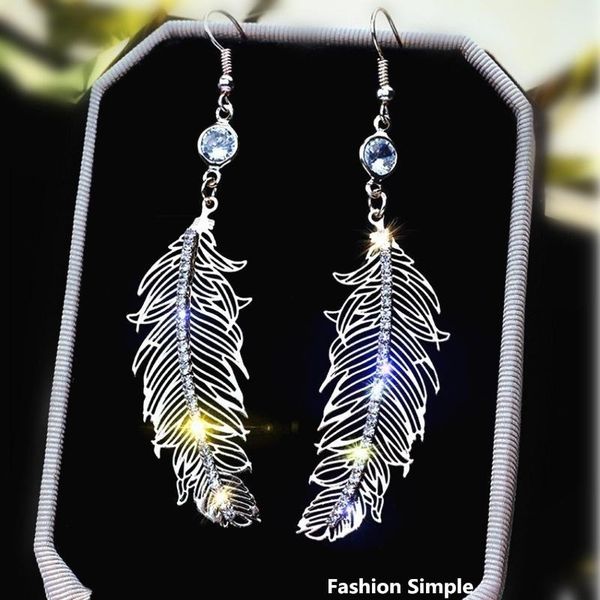 dangle & chandelier 2021 retro simple long earrings crystal zircon feather drop for women jewelry accessories, Silver
dangle & chandelier 2021 retro simple long earrings crystal zircon feather drop for women jewelry accessories, Silver