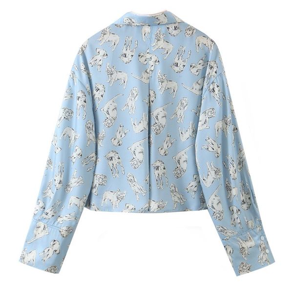 chic skyblue lapel animal dog print shirt retro 2021 woman loose long sleeve blouse short blousas, White
chic skyblue lapel animal dog print shirt retro 2021 woman loose long sleeve blouse short blousas, White