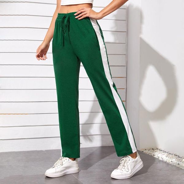 2021 wide leg straight green sports pants fashion white side tape contrast color pajamas, White;red
2021 wide leg straight green sports pants fashion white side tape contrast color pajamas, White;red