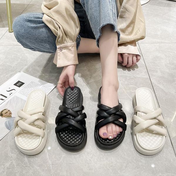 slippers 2021 summer women platform leather narrow band cross strap flat shoes casual black white slides beach flip flops 
slippers 2021 summer women platform leather narrow band cross strap flat shoes casual black white slides beach flip flops