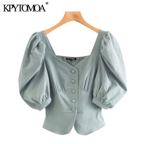 kpytomoa women 2021 fashion button-up cropped blouses vintage v neck puff sleeve female shirts blusas chic, White
kpytomoa women 2021 fashion button-up cropped blouses vintage v neck puff sleeve female shirts blusas chic, White