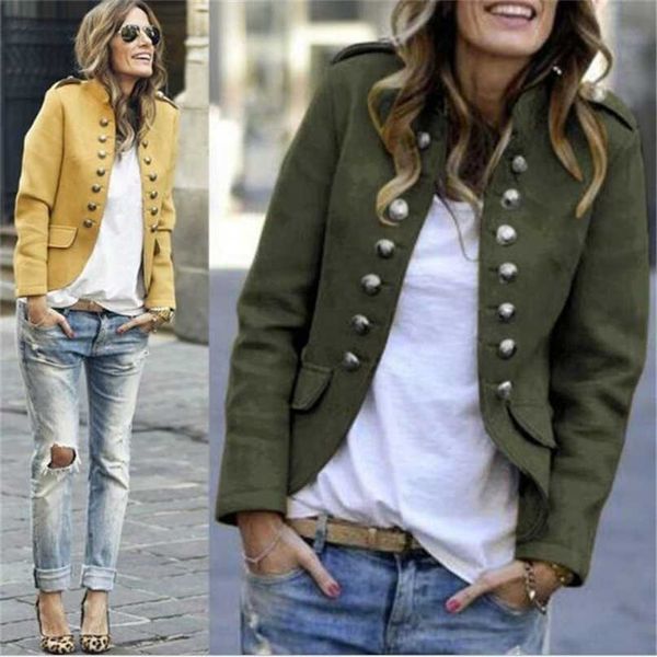 blazer women jackets long sleeve row buckle self-cultivation small suit loose yellow red coat pattern style femme mujer 211122, White;black
blazer women jackets long sleeve row buckle self-cultivation small suit loose yellow red coat pattern style femme mujer 211122, White;black