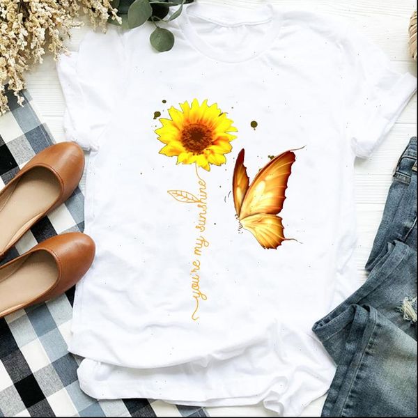 women t shirts lady butterfly sunflower watercolor 90s style cute print shirt tee for womens clothes tshirt female graphic, White
women t shirts lady butterfly sunflower watercolor 90s style cute print shirt tee for womens clothes tshirt female graphic, White
