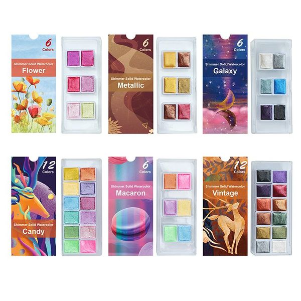 gift sets 6/12 colors pearlescent pigment art metallic glitter acuarela school stationery pearlescent/gem/starry solid watercolor paints
gift sets 6/12 colors pearlescent pigment art metallic glitter acuarela school stationery pearlescent/gem/starry solid watercolor paints