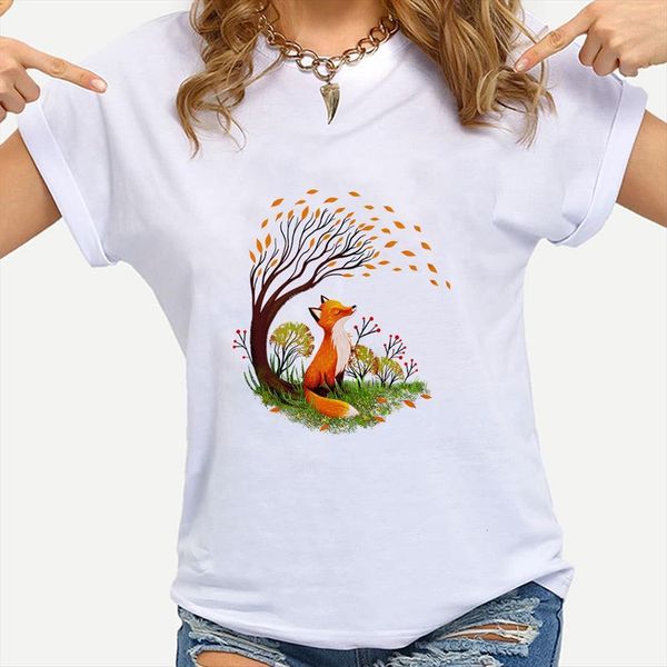 streetwear spirng tee hipster womens short sleeve fox under printed 90s animal clothes, White
streetwear spirng tee hipster womens short sleeve fox under printed 90s animal clothes, White