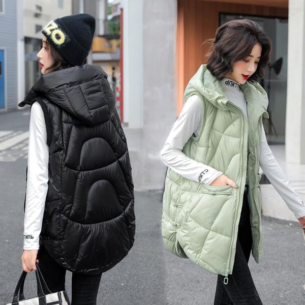 women's vests 2021 autumn winter women waistcost vest casual sleeveless long zipper thick warm padded coat, Black;white
women's vests 2021 autumn winter women waistcost vest casual sleeveless long zipper thick warm padded coat, Black;white