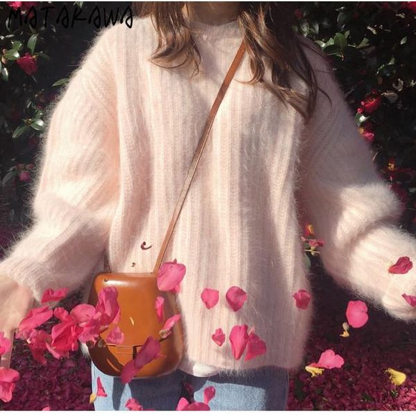 women's knits & tees matakawa sweater autumn winter lazy thicken loose mink fleece outerwear sweaters fashion knitted pullover sueter, White
women's knits & tees matakawa sweater autumn winter lazy thicken loose mink fleece outerwear sweaters fashion knitted pullover sueter, White