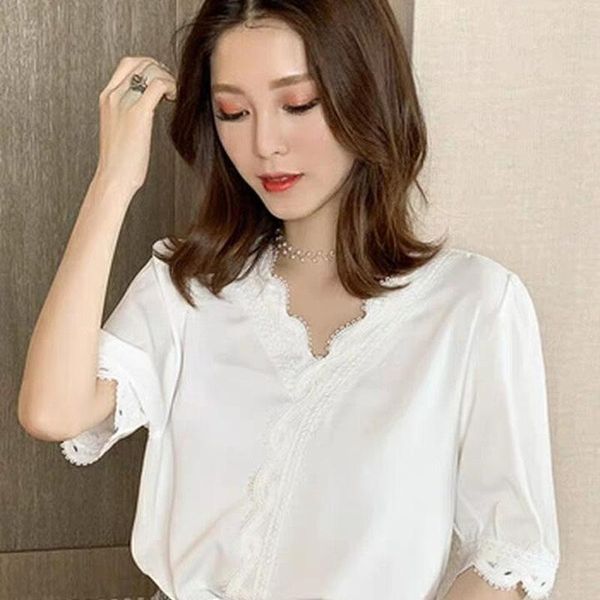 women's blouses & shirts korean style fashion white elegant short sleeve spliced design cotton shirt plus size spring beautiful with la
women's blouses & shirts korean style fashion white elegant short sleeve spliced design cotton shirt plus size spring beautiful with la