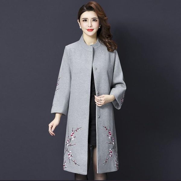women's wool & blends fashion woolen coat women turn-down collar long style lady embroidery straight outerwear with pockets m-4xl, Black
women's wool & blends fashion woolen coat women turn-down collar long style lady embroidery straight outerwear with pockets m-4xl, Black
