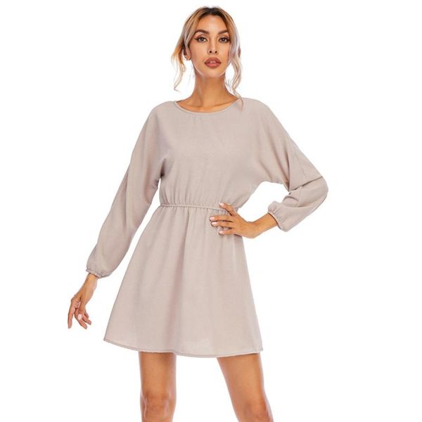 casual dresses spring summer fashion solid color long sleeve women elegant round neck mini dress office lady, Black;gray
casual dresses spring summer fashion solid color long sleeve women elegant round neck mini dress office lady, Black;gray