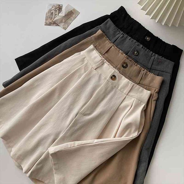 button fly casual summer womens short korean all match high waist loose wide leg, White;black
button fly casual summer womens short korean all match high waist loose wide leg, White;black