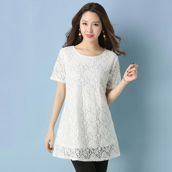 women's blouses & shirts spring summer style lace shirt embroidery solid color o-neck short sleeve elegant korean dd8336, White
women's blouses & shirts spring summer style lace shirt embroidery solid color o-neck short sleeve elegant korean dd8336, White