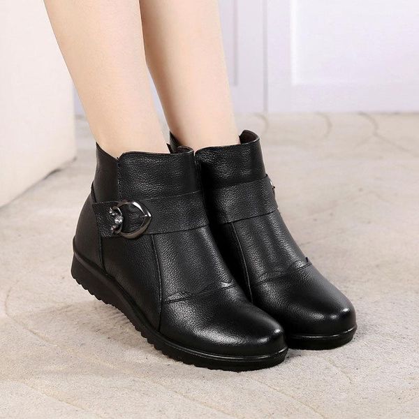 boots genuine leather plush non-slip ankle women winter warm zip short boot ladies solid casual flat platform shoes botas mujer, Black
boots genuine leather plush non-slip ankle women winter warm zip short boot ladies solid casual flat platform shoes botas mujer, Black