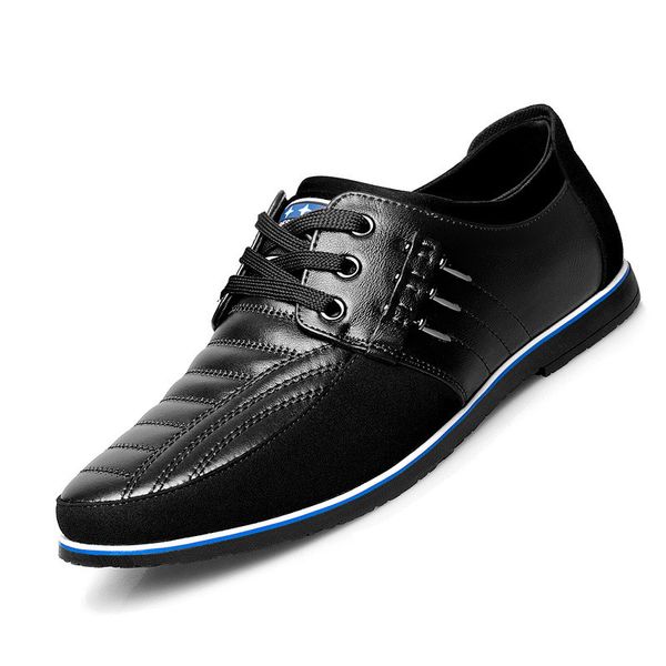 men casual shoes flat fashion increased internal 5 cm autumn spring leather driving loafers male lace up outdoor work business, Black
men casual shoes flat fashion increased internal 5 cm autumn spring leather driving loafers male lace up outdoor work business, Black