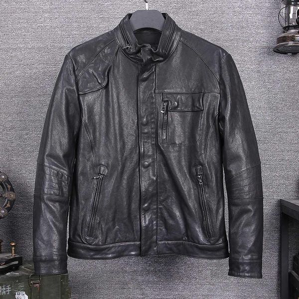 men's leather & faux 2021 stand colar slim fit motocycle jacket men tanned sheepskin casual rider coat for real skin clothing male, Black
men's leather & faux 2021 stand colar slim fit motocycle jacket men tanned sheepskin casual rider coat for real skin clothing male, Black