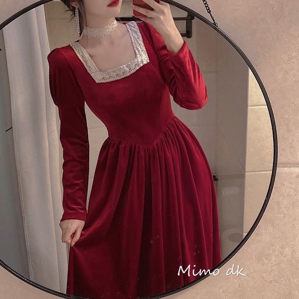 retro-red french 2021 new autumn style hepburn girl long sleeve dress velvet skirt ckawaii women's clothes fdps, Black;gray
retro-red french 2021 new autumn style hepburn girl long sleeve dress velvet skirt ckawaii women's clothes fdps, Black;gray