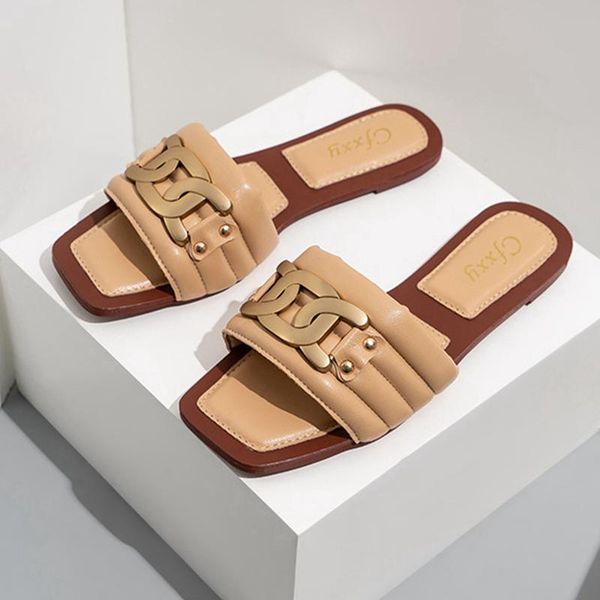 slippers 2021 brand women slipper summer outdoor flat heel beach slides fashion metal chain decorated sandal ladies flip flop shoes, Black
slippers 2021 brand women slipper summer outdoor flat heel beach slides fashion metal chain decorated sandal ladies flip flop shoes, Black
