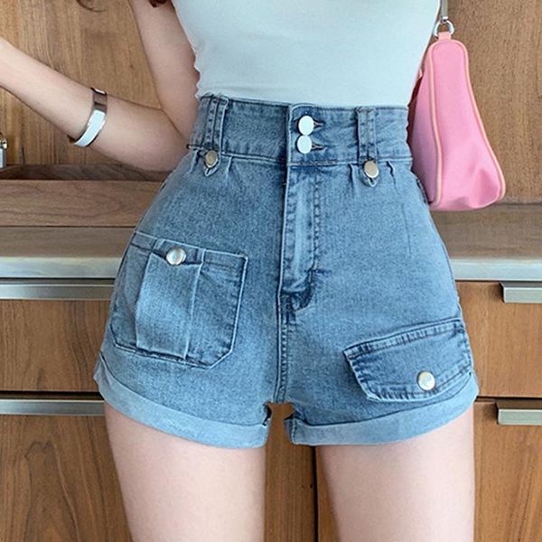 2021 spring new korean fashion pocket design tooling straight three-point denim shorts female trend, Blue
2021 spring new korean fashion pocket design tooling straight three-point denim shorts female trend, Blue