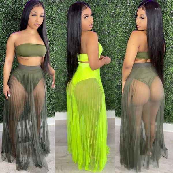 women's tracksuits women set two pieces strapless bra crop transparent gauze long shorts skirt 2 outift, Gray
women's tracksuits women set two pieces strapless bra crop transparent gauze long shorts skirt 2 outift, Gray
