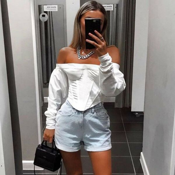 2019 fashion trend women cropped casual long sleeve slash neck off shoulder t shirts party skinny pre-fall new tees, White
2019 fashion trend women cropped casual long sleeve slash neck off shoulder t shirts party skinny pre-fall new tees, White